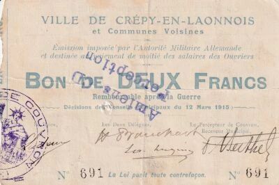 Billet France 2 francs 1915