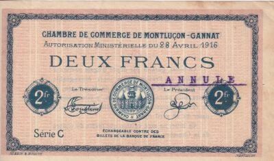 Billet France 2 francs 1916