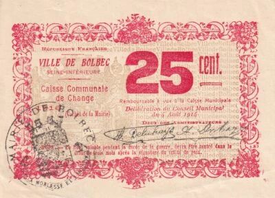 Billet France 25 cent 1914