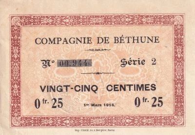 Billet France 25 centimes 1916