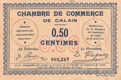 Billet France 50 centimes 1914