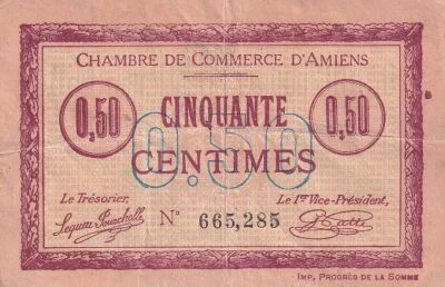 Billet France 50 centimes 1915
