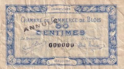 Billet France 50 centimes 1915