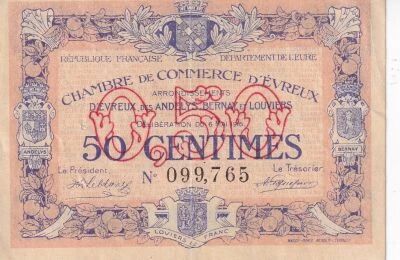 Billet France 50 centimes 1916