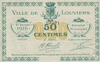 Billet France 50 centimes 1916