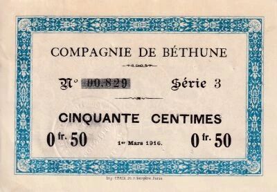 Billet France 50 centimes 1916