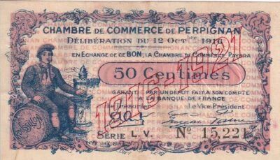 Billet France 50 centimes 1916