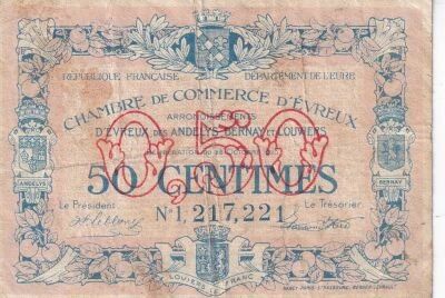 Billet France 50 centimes 1920