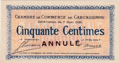 Billet France 50 centimes 1920