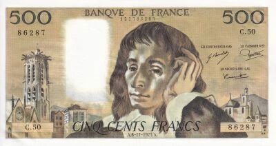 Billet France 500 francs Blaise Pascal 1975