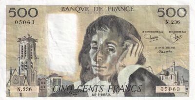 Billet France 500 francs Blaise Pascal 1979