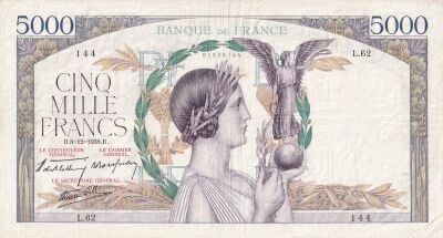 Billet France 5000 francs 1938