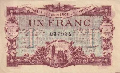 Billet Francia 1 franc 1917