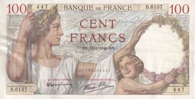 Billet Francia 100 francs 1940