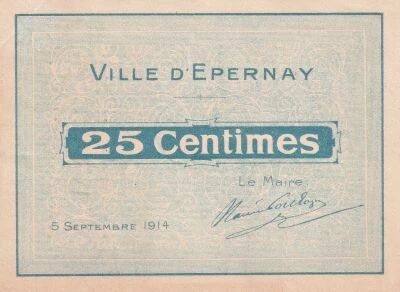 Billet Francia 25 centimes 1914