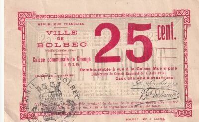 Billet Francia 25 centimes 1915