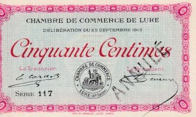 Billet Francia 50 centimes 1915