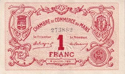 Billet Frankreich 1 franc 1915