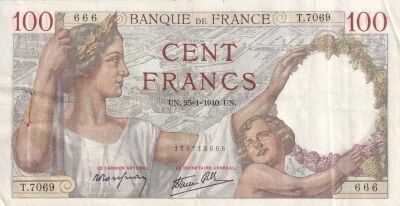 Billet Frankreich 100 francs 1940