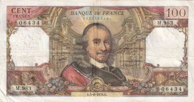 Billet Frankreich 100 francs 1976