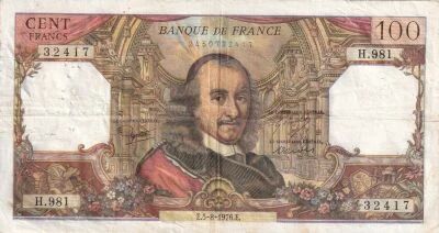 Billet Frankreich 100 francs 1976