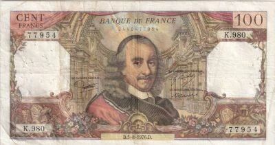 Billet Frankreich 100 francs 1976