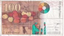 Billet Frankreich 100 francs Paul C&eacute;zanne 1998