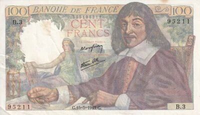 Billet Frankreich 100 francs Ren� Descartes 1942