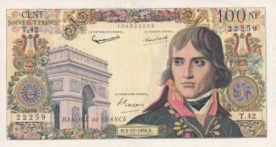 Billet Frankreich 100 nf Napol�on Ier, Empereur de France, Roi d\'Italie 1959