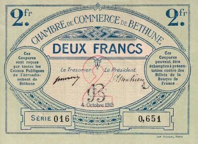 Billet Frankreich 2 francs 1915