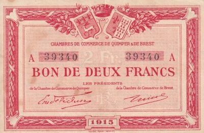 Billet Frankreich 2 francs 1915