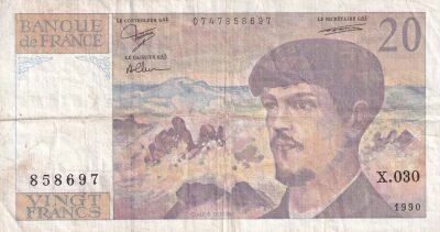 Billet Frankreich 20 francs 1990
