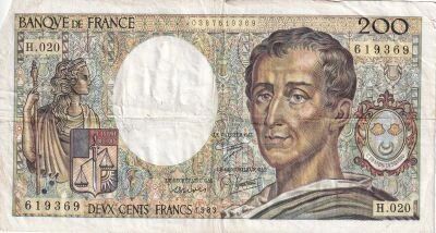 Billet Frankreich 200 francs Charles Montesquieu, �crivain et philosophe fran�ais 1983