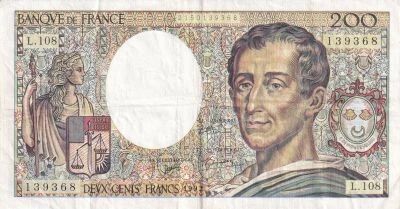 Billet Frankreich 200 francs Charles Montesquieu, �crivain et philosophe fran�ais 1983
