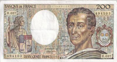 Billet Frankreich 200 francs Charles Montesquieu, �crivain et philosophe fran�ais 1983