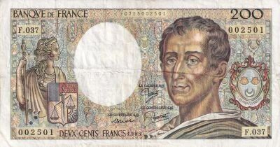 Billet Frankreich 200 francs Charles Montesquieu, �crivain et philosophe fran�ais 1983