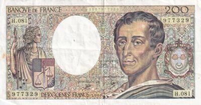 Billet Frankreich 200 francs Charles Montesquieu, �crivain et philosophe fran�ais 1986