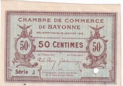 Billet Frankreich 50 centimes 1915
