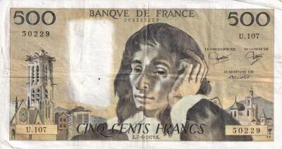 Billet Frankreich 500 francs Blaise Pascal 1979