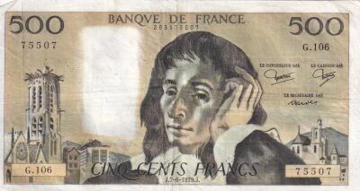 Billet Frankreich 500 francs Blaise Pascal 1979