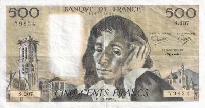 Billet Frankreich 500 francs Blaise Pascal 1984