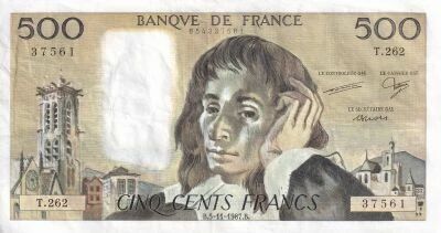 Billet Frankreich 500 francs Blaise Pascal 1987