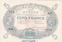 Billet Franz&ouml;sisches Guyana 5 francs 	1922-1947