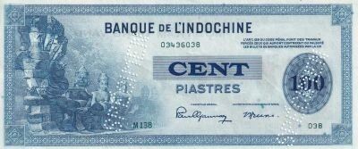 Billet French Indo-China 100 piastres 1942