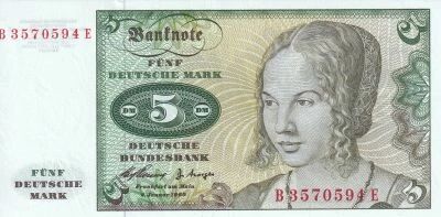 Billet Germany (Federal Rep.) 5 deutsche mark 1960