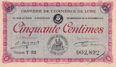 Billet Haute-Sa�ne 50 centimes 1919