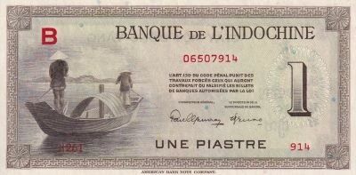 Billet Indochina Francesa 1 piastre 1945-1951
