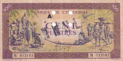 Billet Indochina Francesa 100 piastres 1942-1945