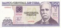 Billet Kuba 50 pesos Calixto Garci Iniguez, g&eacute;n&eacute;ral ind&eacute;pendantiste cubain 2025