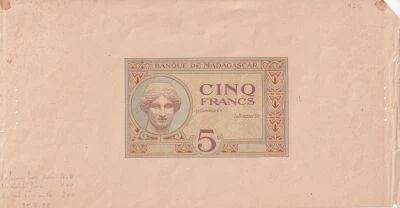 Billet Madagaskar 5 francs 1925